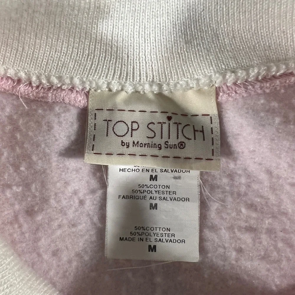 Top Stitch Morning Sun Sweatshirt Womens M Pink Floral Embroidered Vintage 90s